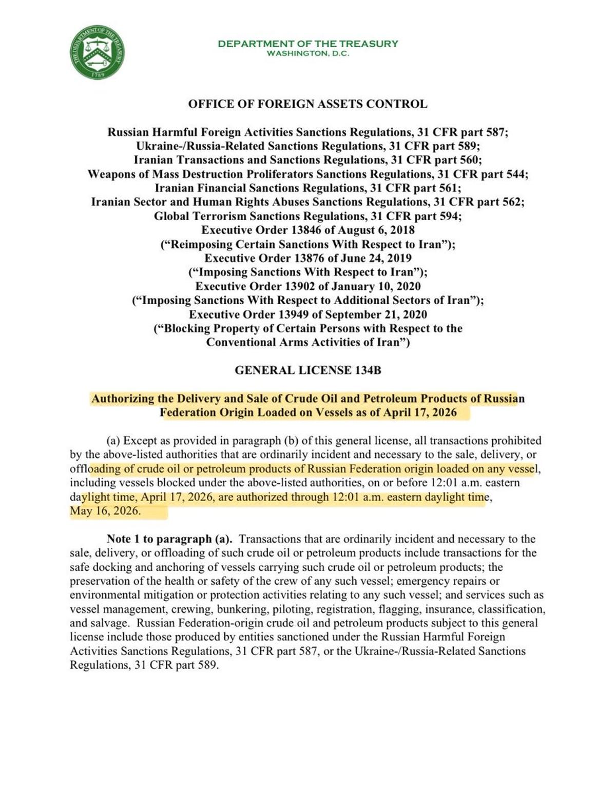 US Renews Russian Oil License, Boosting Putin Amid Iran War