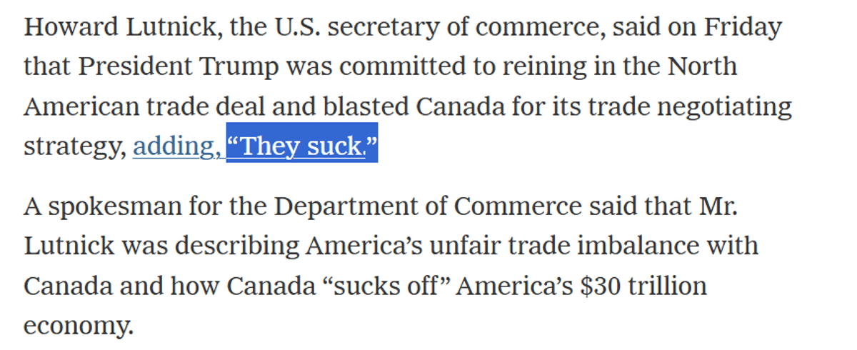 Lutnick Criticizes Canada as USMCA Review Begins