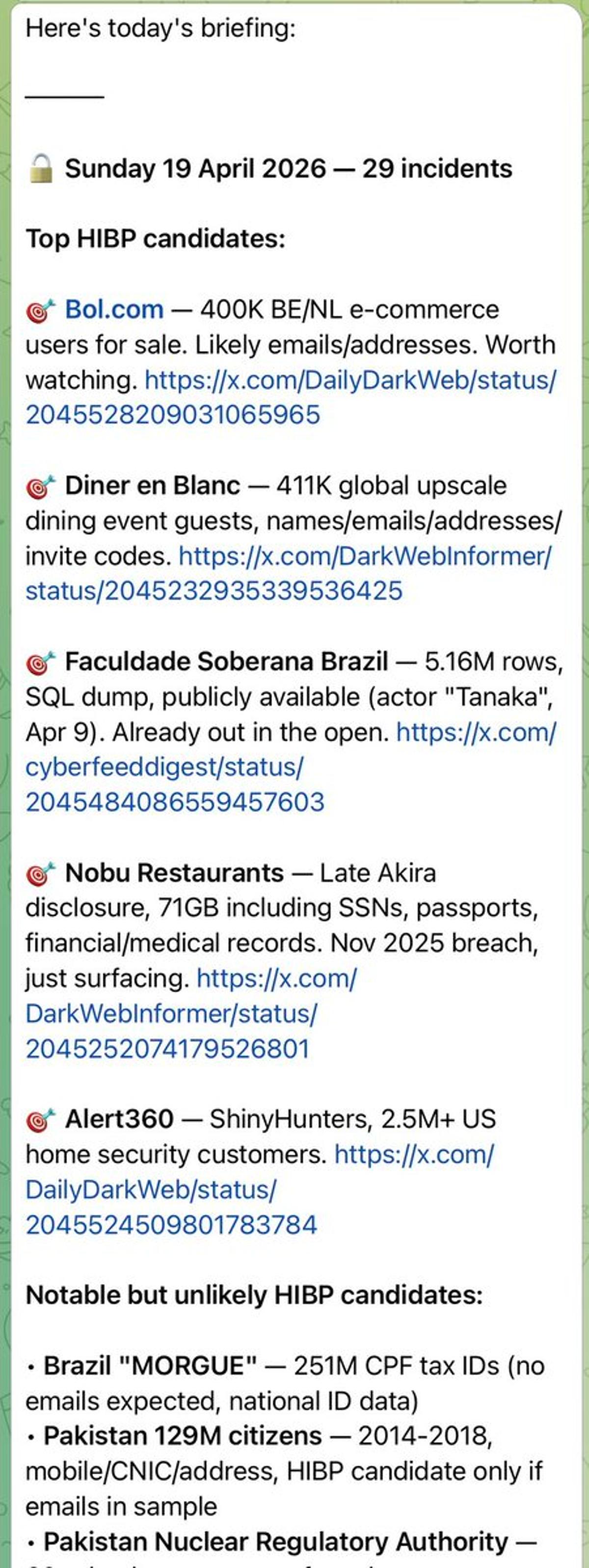 Automated 4 AM Tweet Summaries Power Daily Breach Reports
