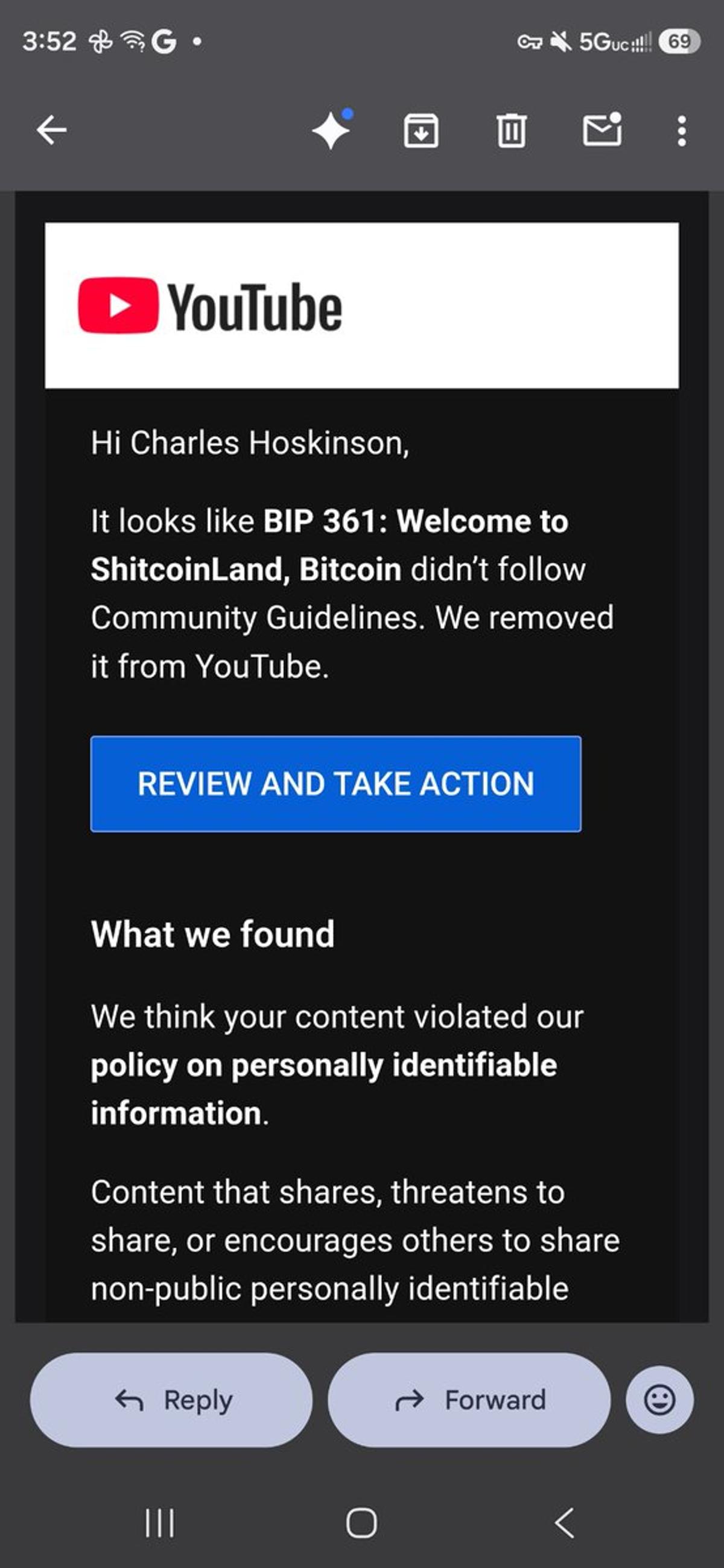 YouTube Removed My BIP361 Video