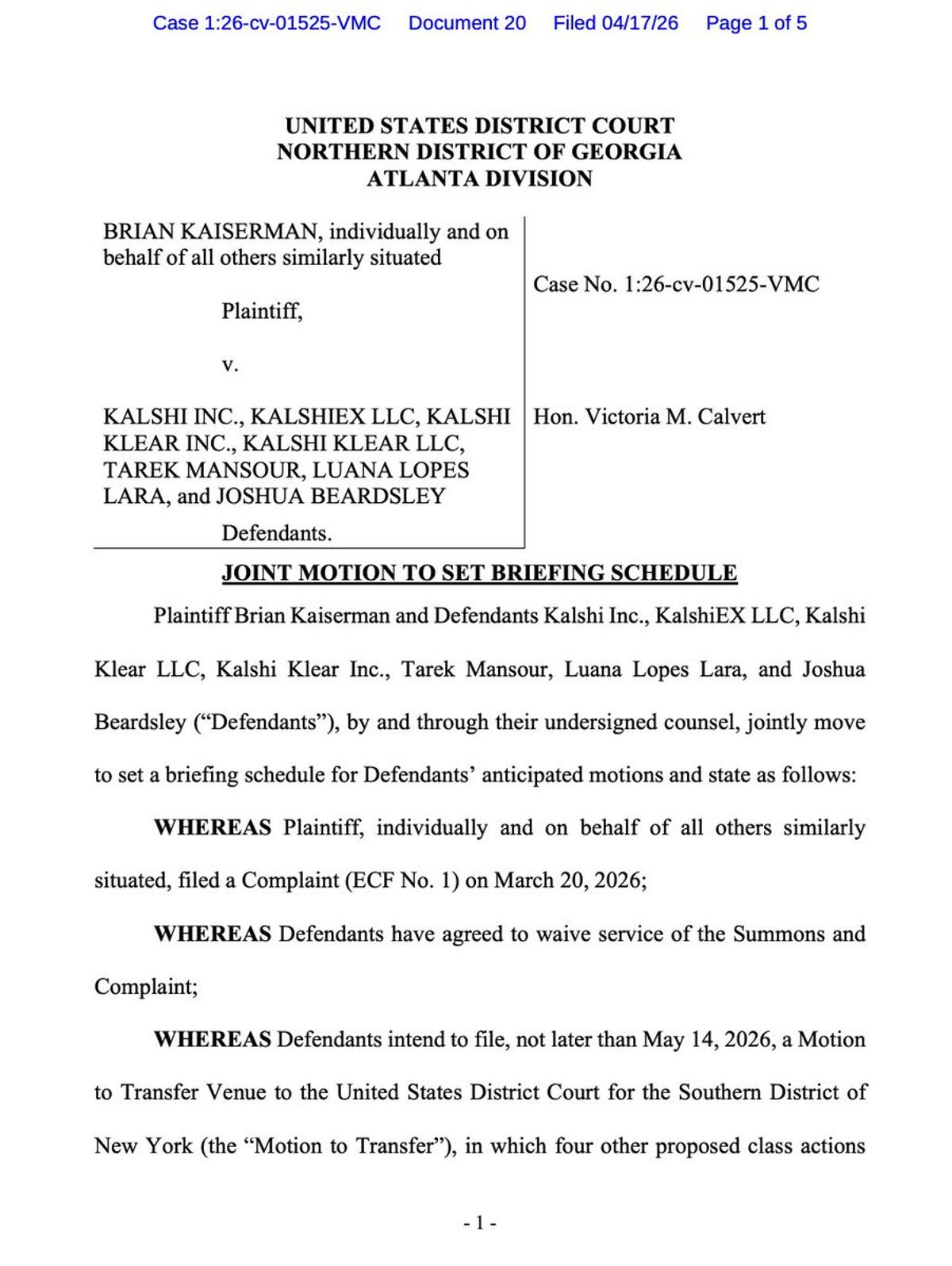 Kalshi Pushes Lawsuit Transfer to SDNY Over Rule 40.11