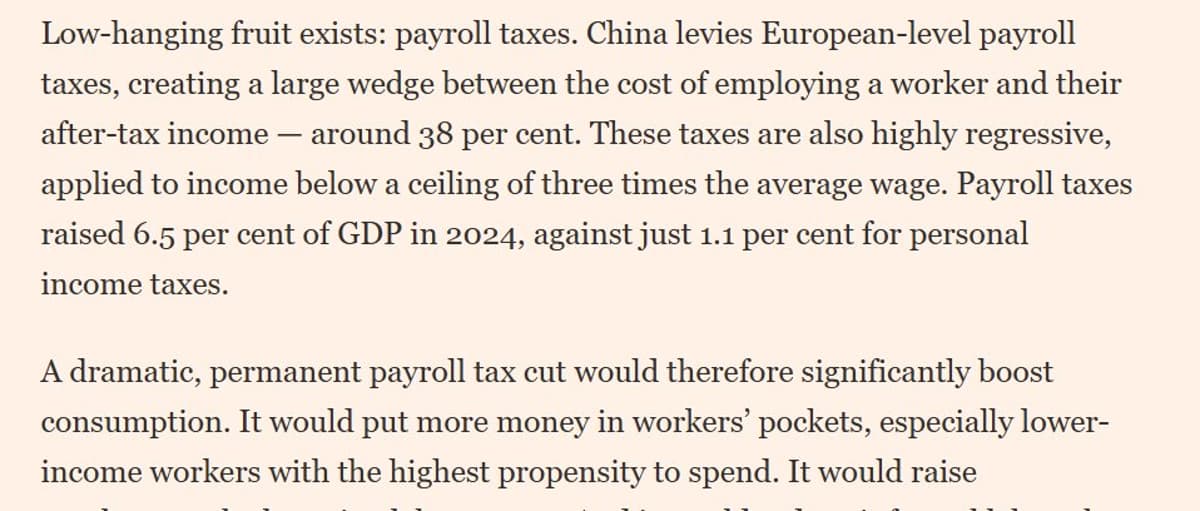 Cut Payroll Taxes to Revive Chinese Consumption