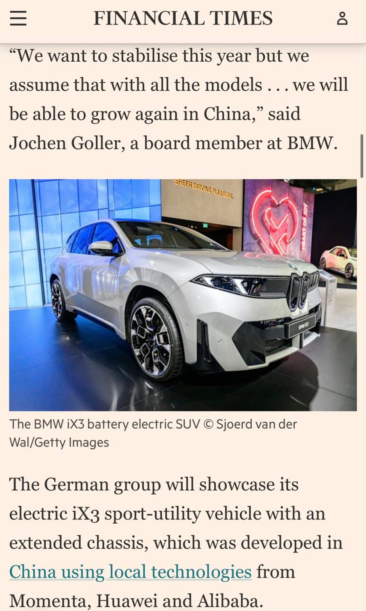 BMW iX3 Leverages Chinese Tech, Production Timeline Unclear