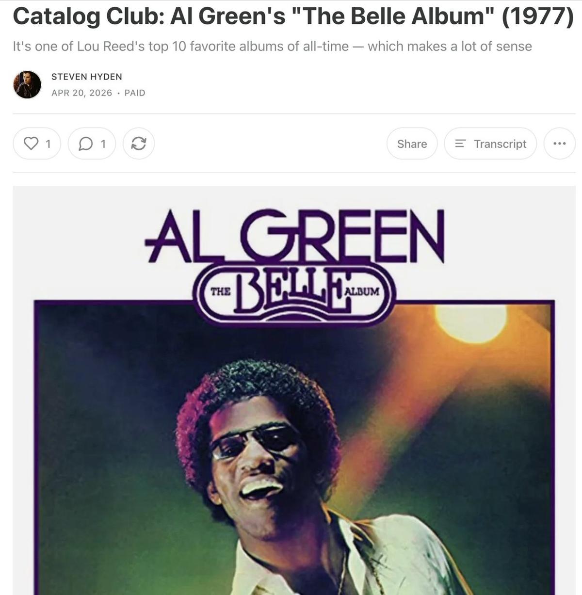 Lou Reed's Top Album & Al Green's Rock Identity