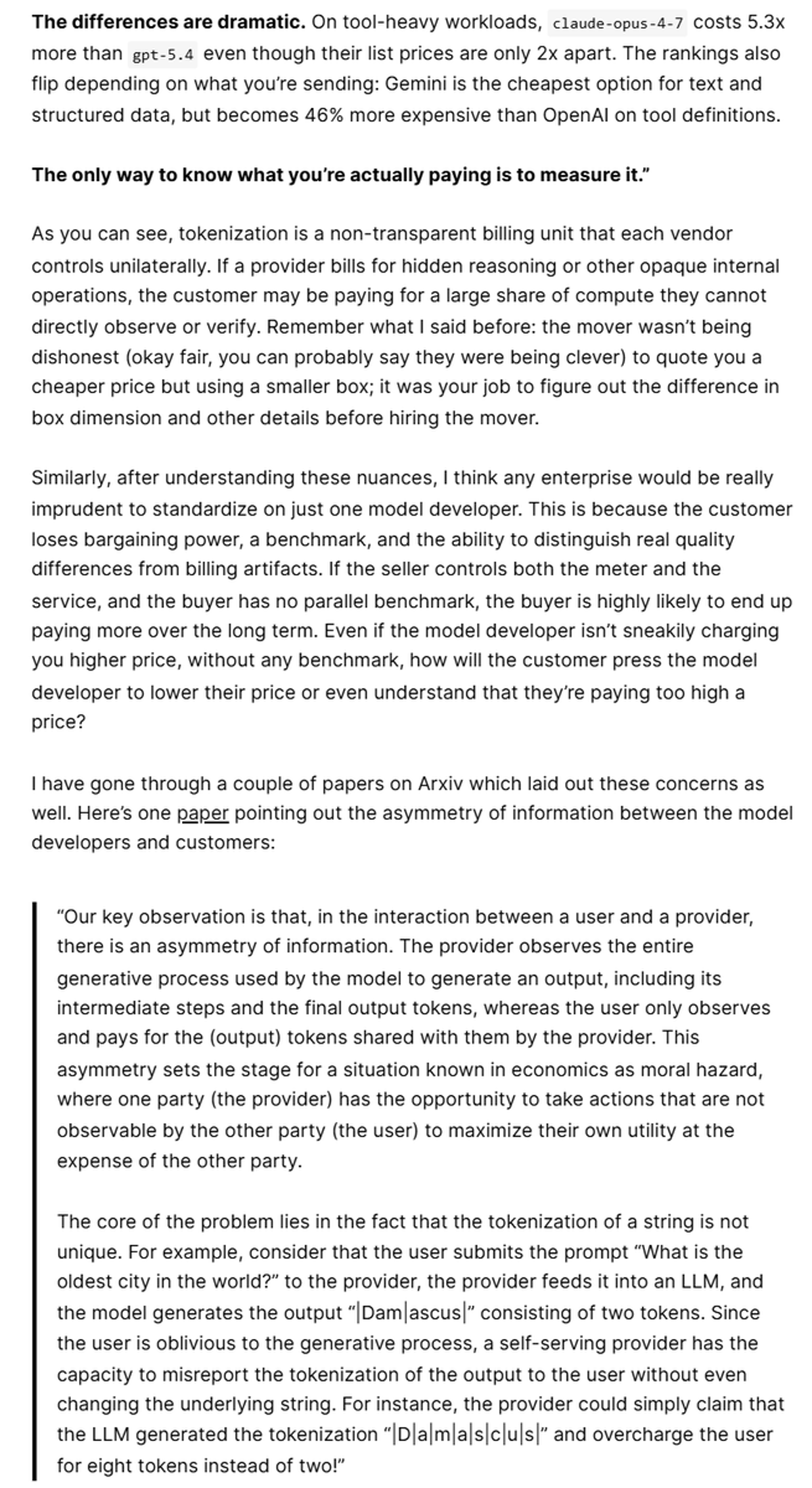 Avoid Single-Model Tokenization: Vendor-Controlled, Non-Transparent