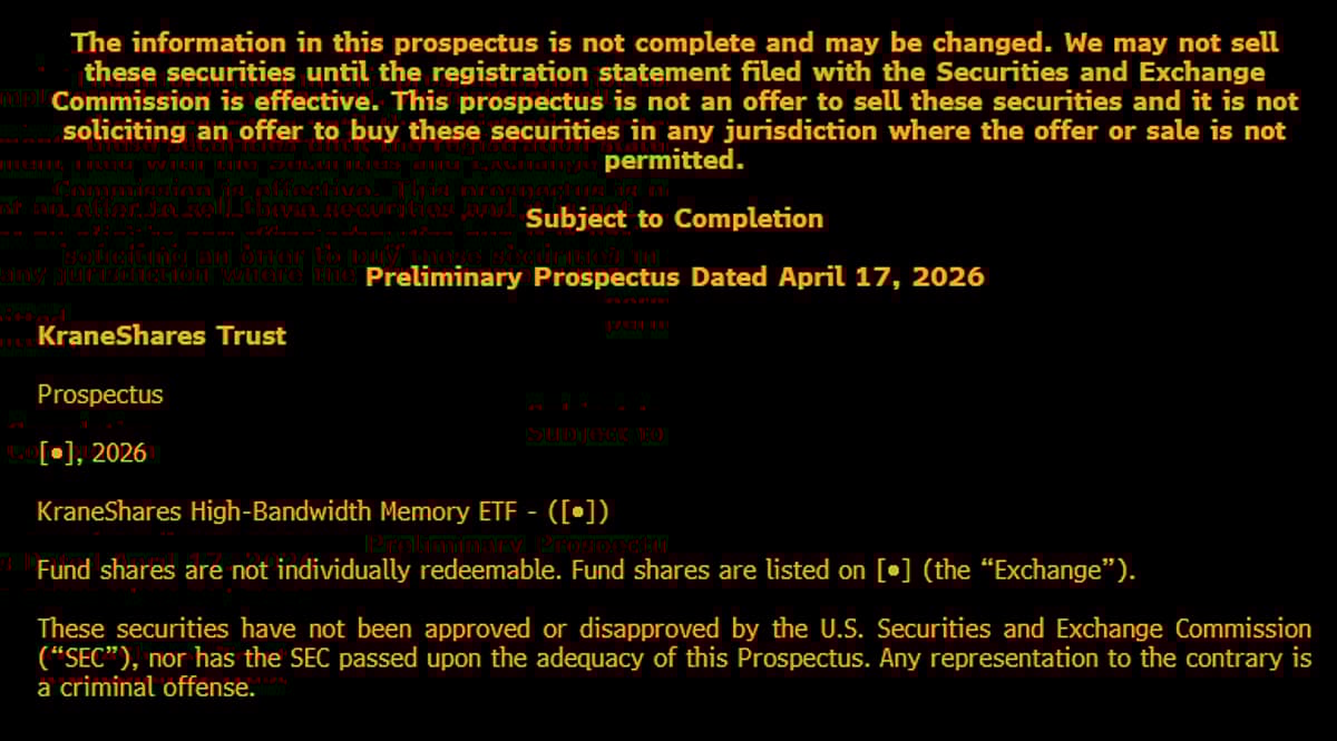 KraneShares Proposes High‑Bandwidth Memory ETF After DRAM Boom
