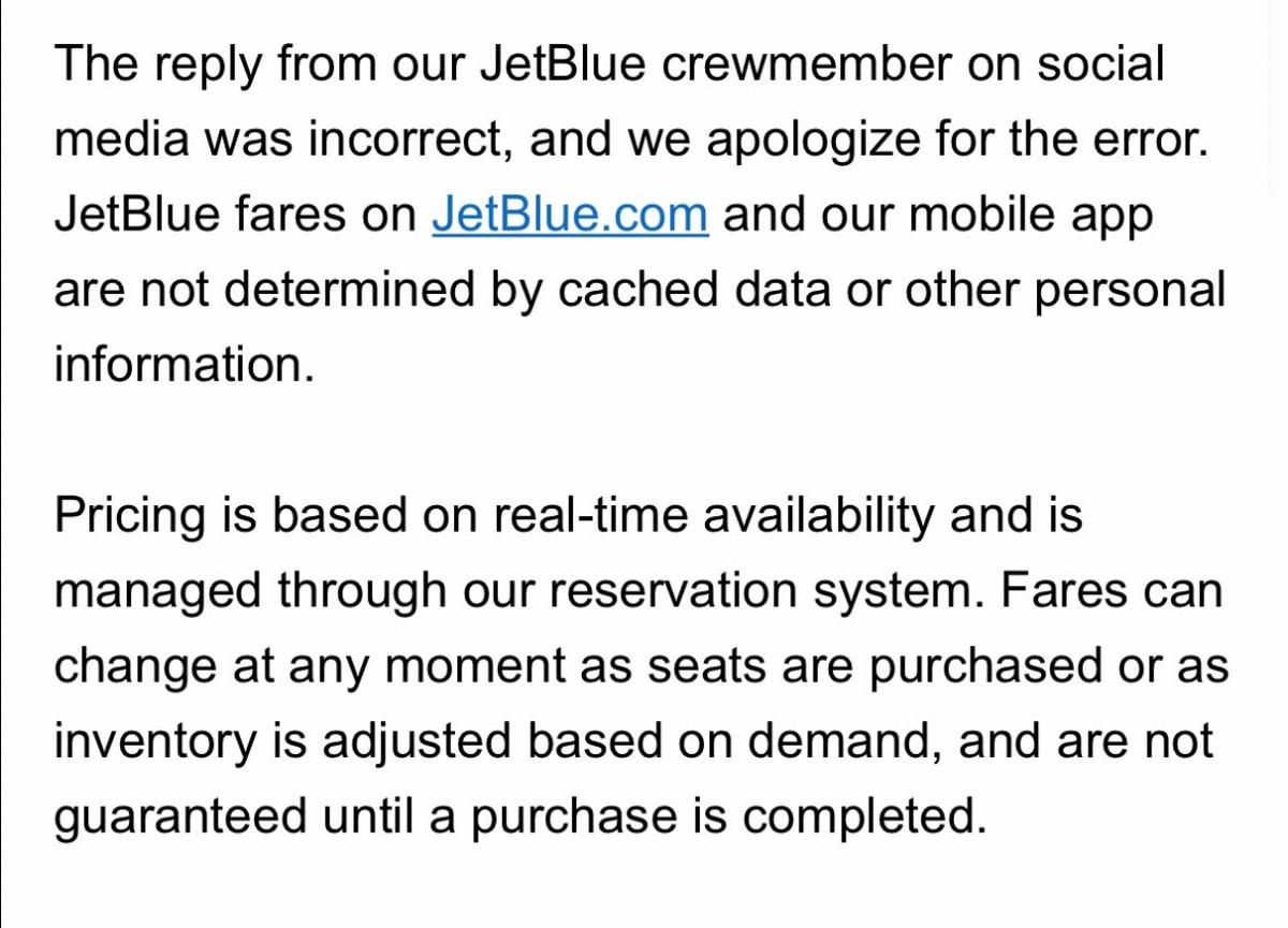 JetBlue Retracts Ticket Price Claim After Lawmakers React