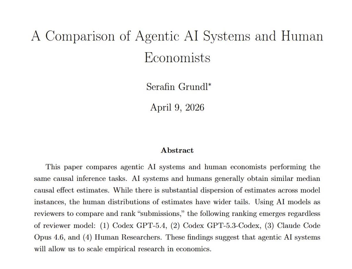 AI Matches Human Median, Reduces Variance in Economic Research