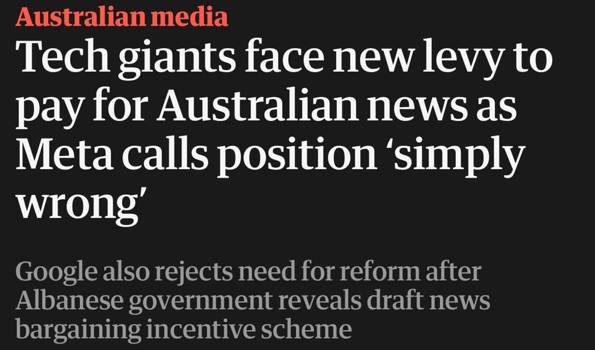 Australia's Media Code Leads; Google Cooperates, Meta Resists
