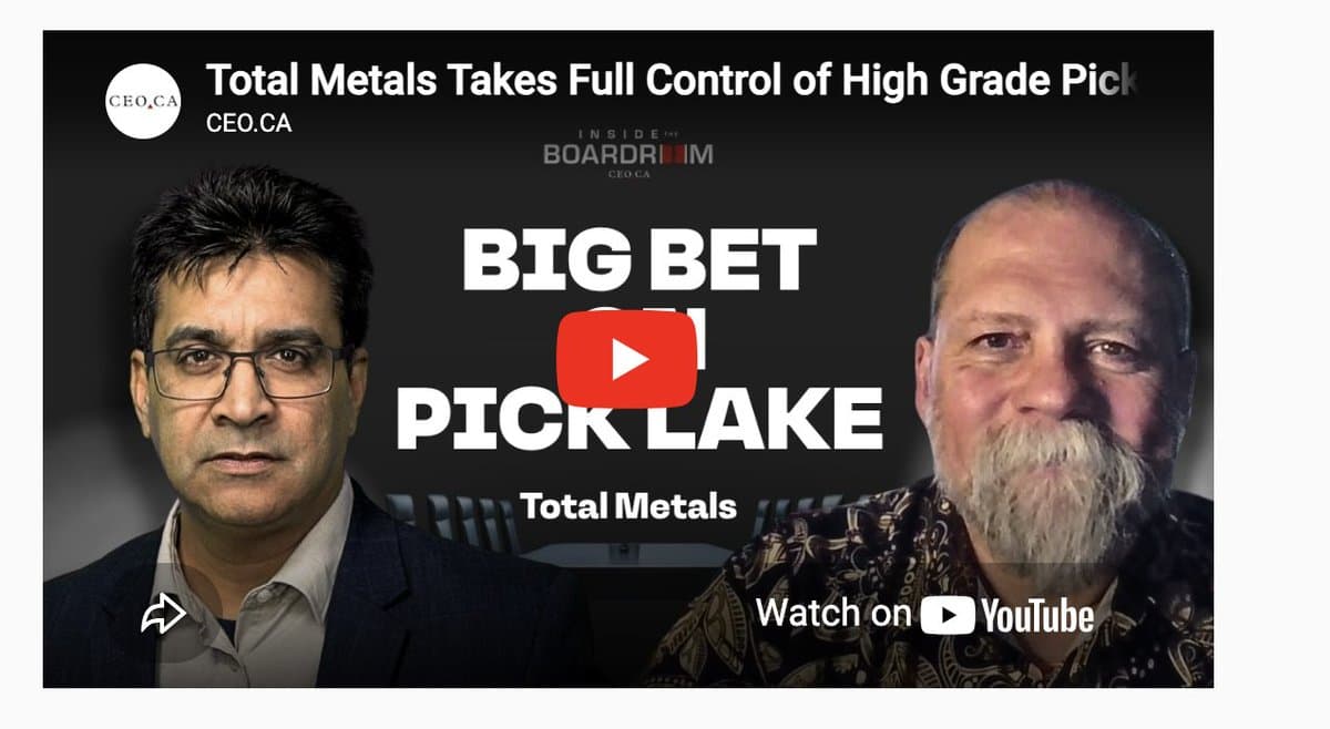 Total Metals Secures Full Control of High‑Grade Pick Lake
