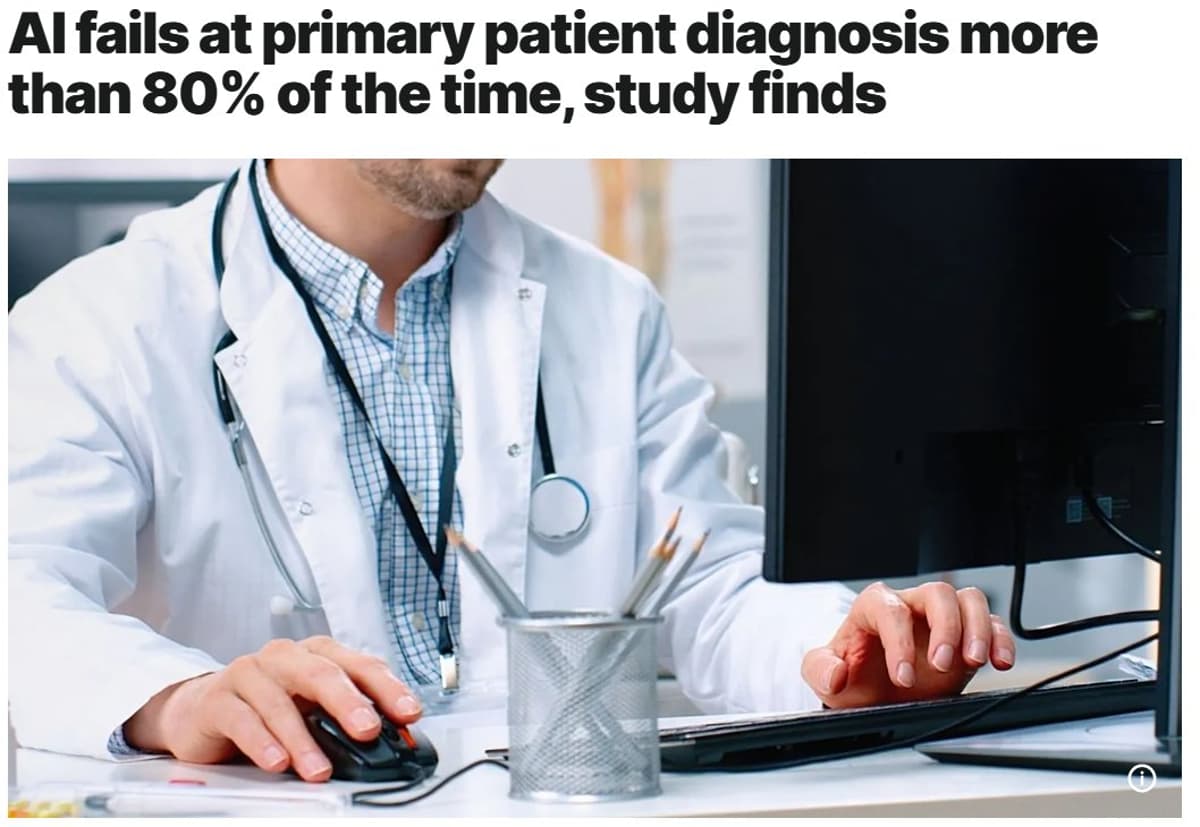 AI Misses Primary Diagnosis Over 80% of Time