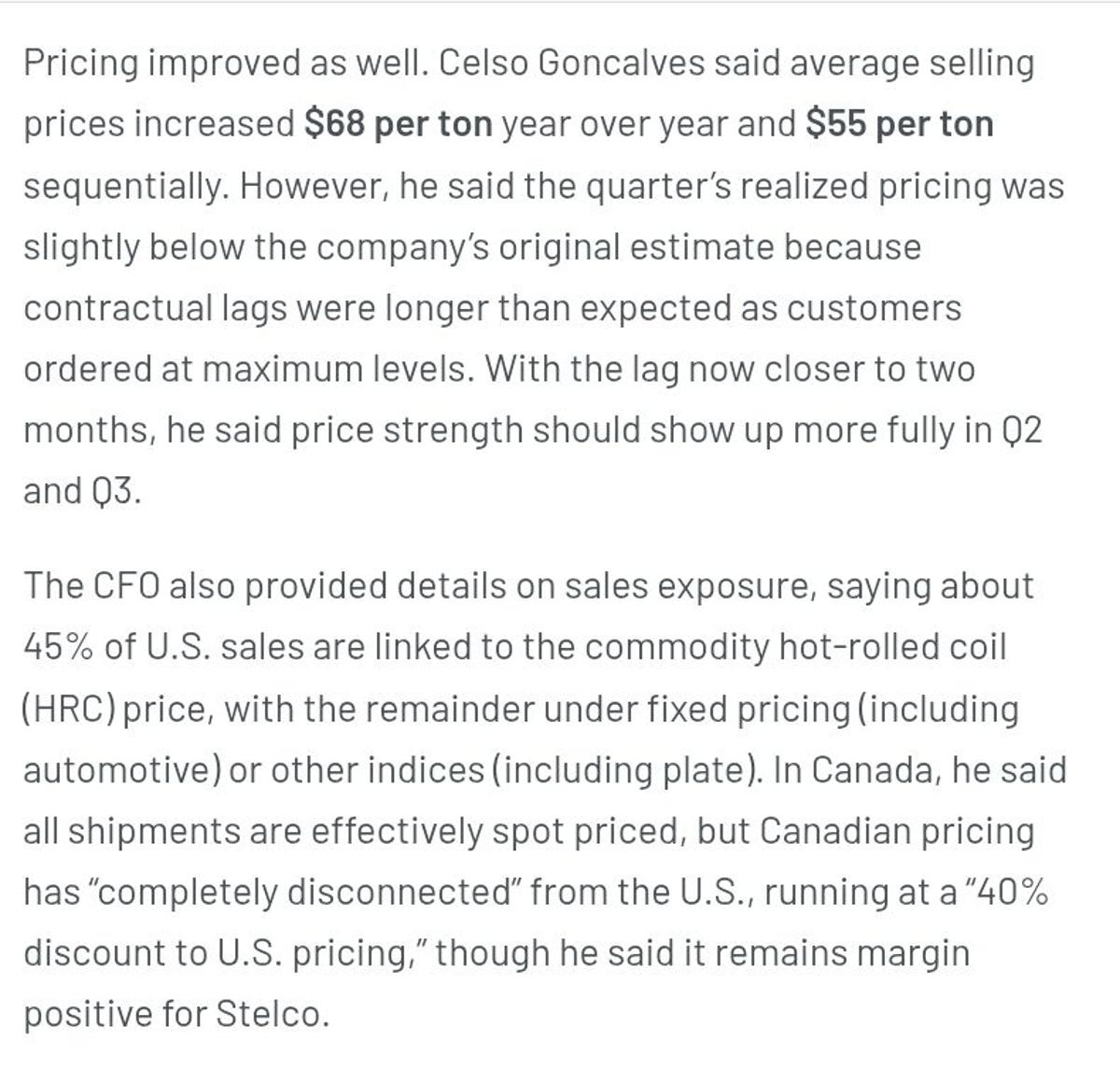 Canadian Steel Prices 40% Below U.S., Fully Disconnected