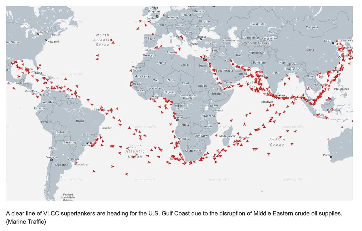 Asian Empty Tankers Queue up From Cape to Gulf