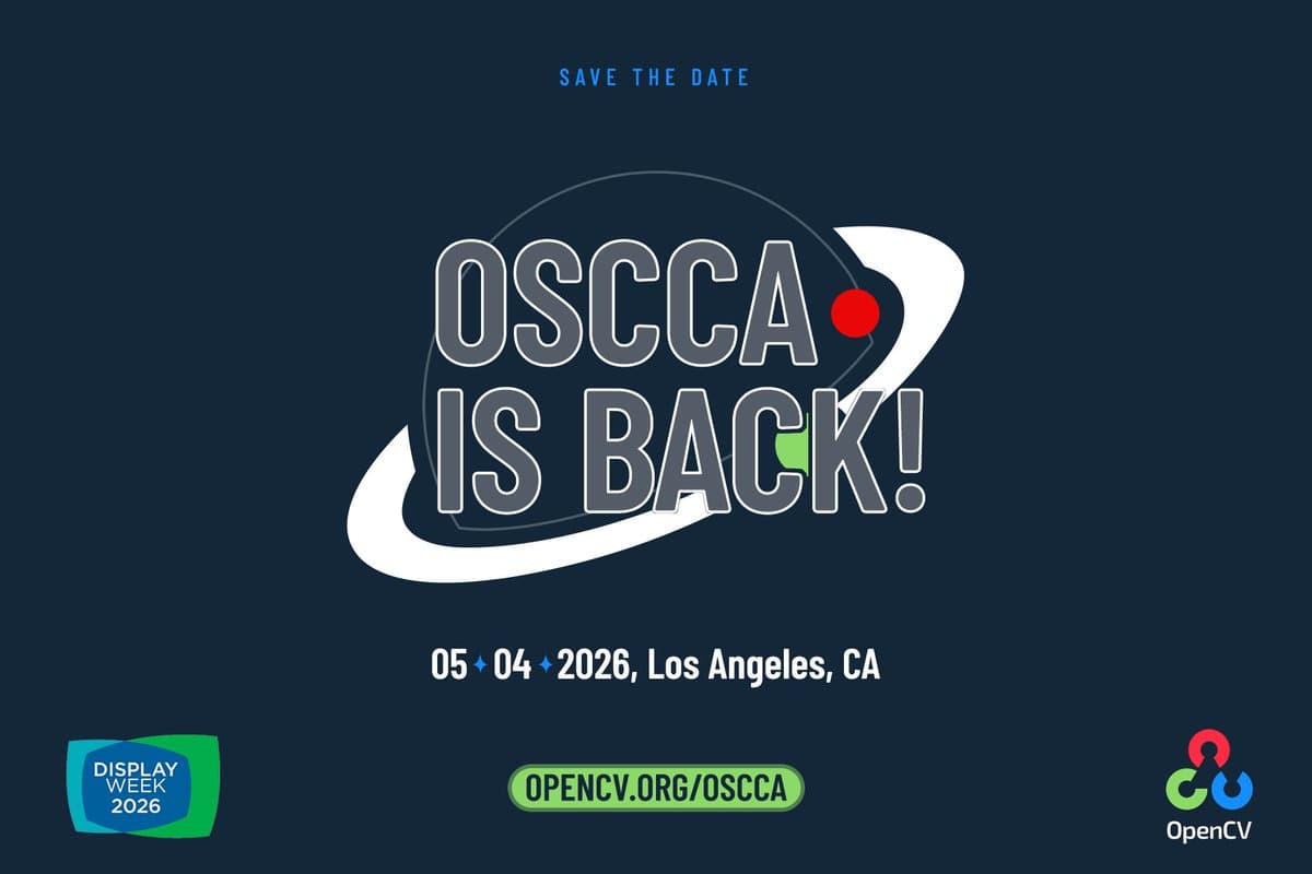 OSCCA & DisplayWeek Host Applied Computer Vision Talks May 4