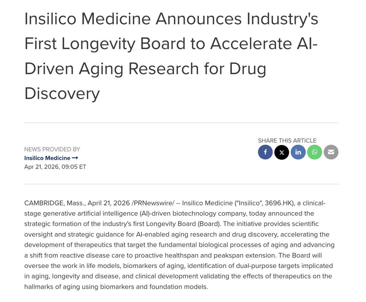 World's First Longevity Board Launched to Accelerate Aging Therapies