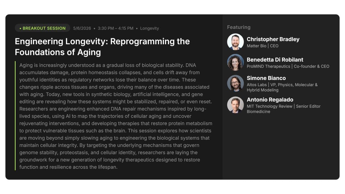 Aging Mechanisms Are Now Engineerable, Says SynBioBeta