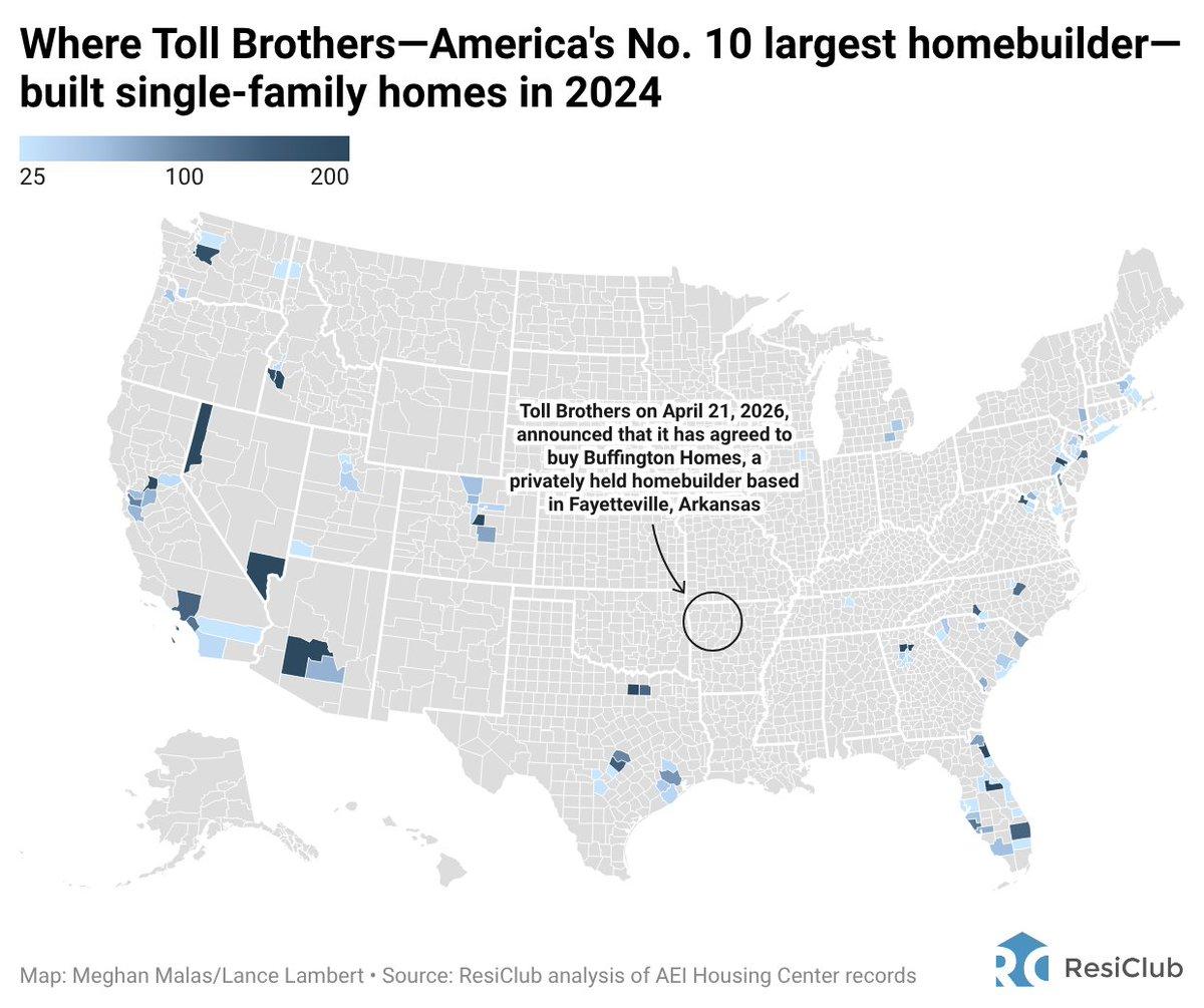 Toll Brothers Acquires Buffington Homes to Enter Bentonville