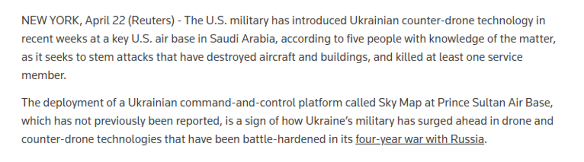 U.S. Deploys Ukrainian Counter‑Drone System at Saudi Base
