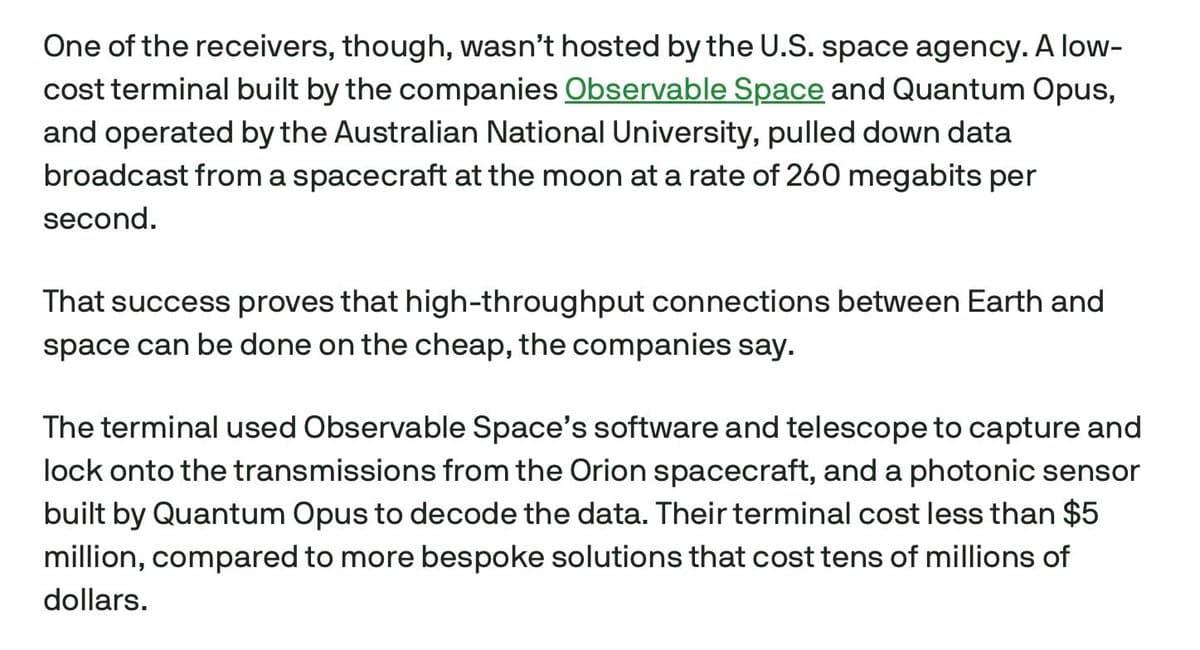 Artemis II Validates Laser Links as Orbital Compute Backbone