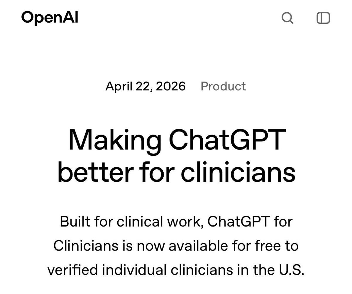 OpenAI Releases Free ChatGPT for US Clinicians