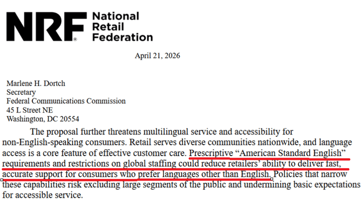 NRF Opposes FCC Push to Onshore English‑Speaking Call Centers