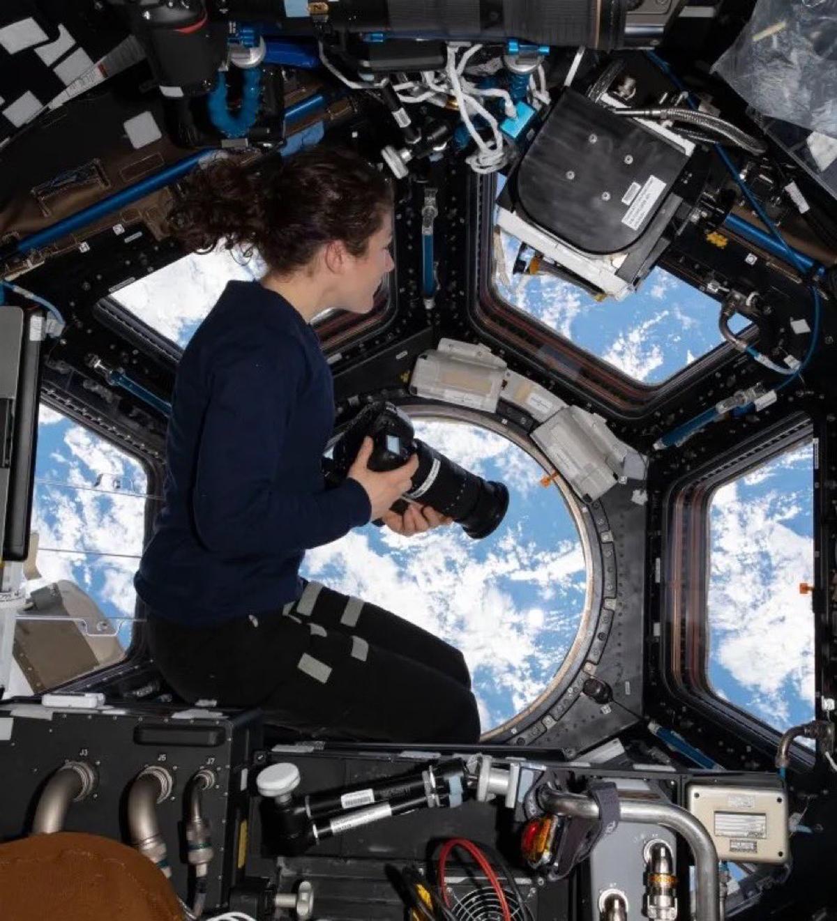 Samantha Cristoforetti Captured Inside ISS Cupola