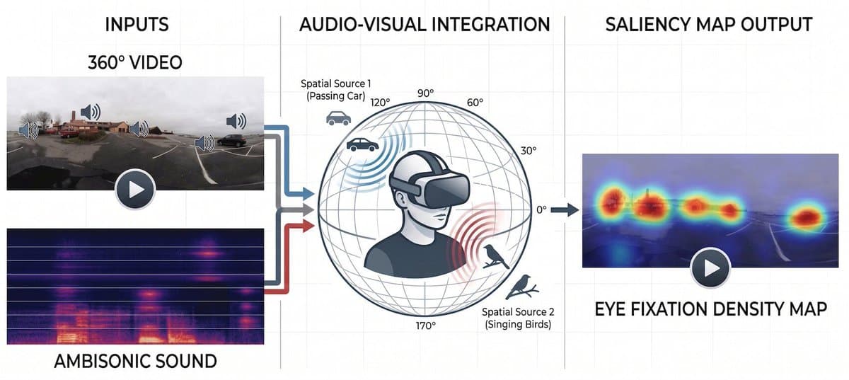 AI Predicts 360° Video Attention via Sound and Vision