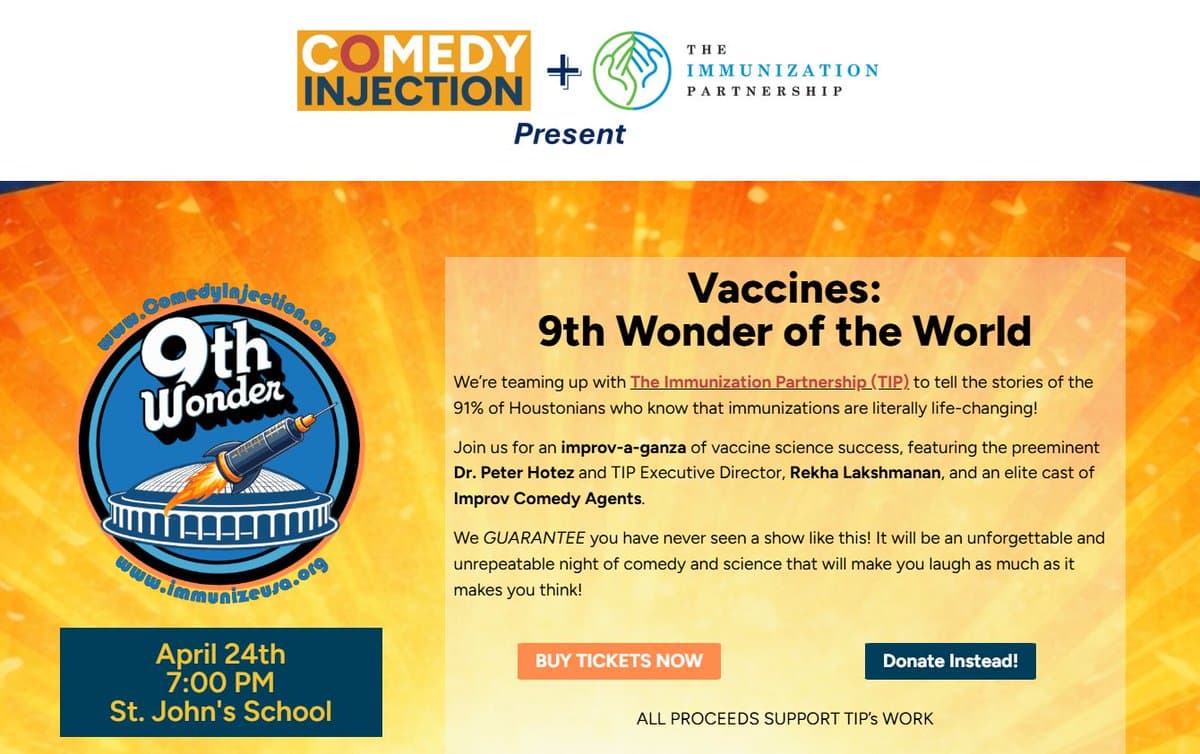 Houston Friday Night: Comedy, Immunization Partnership Celebrate Vaccines