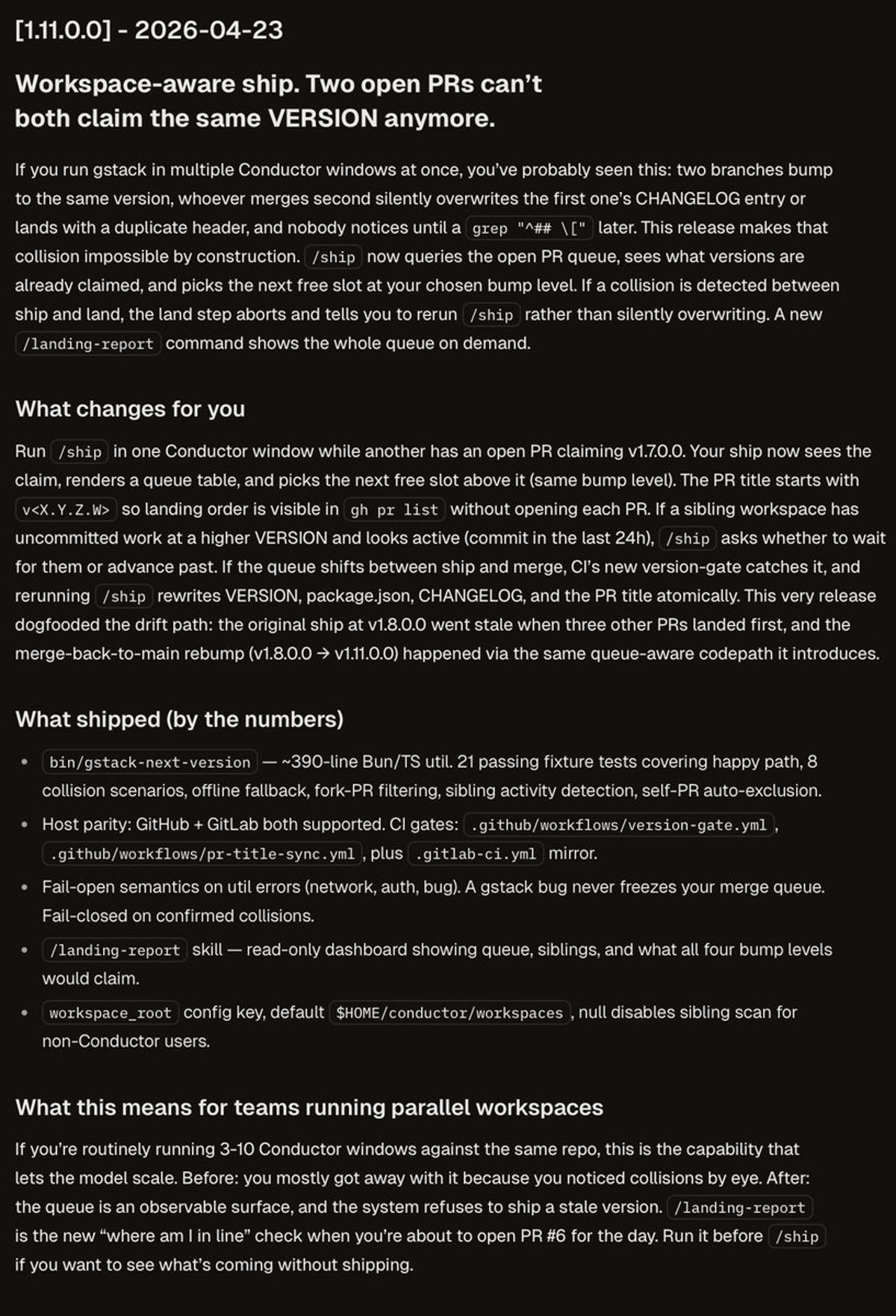 GStack v1.11.0 Atomically Stacks Versions and Changelogs