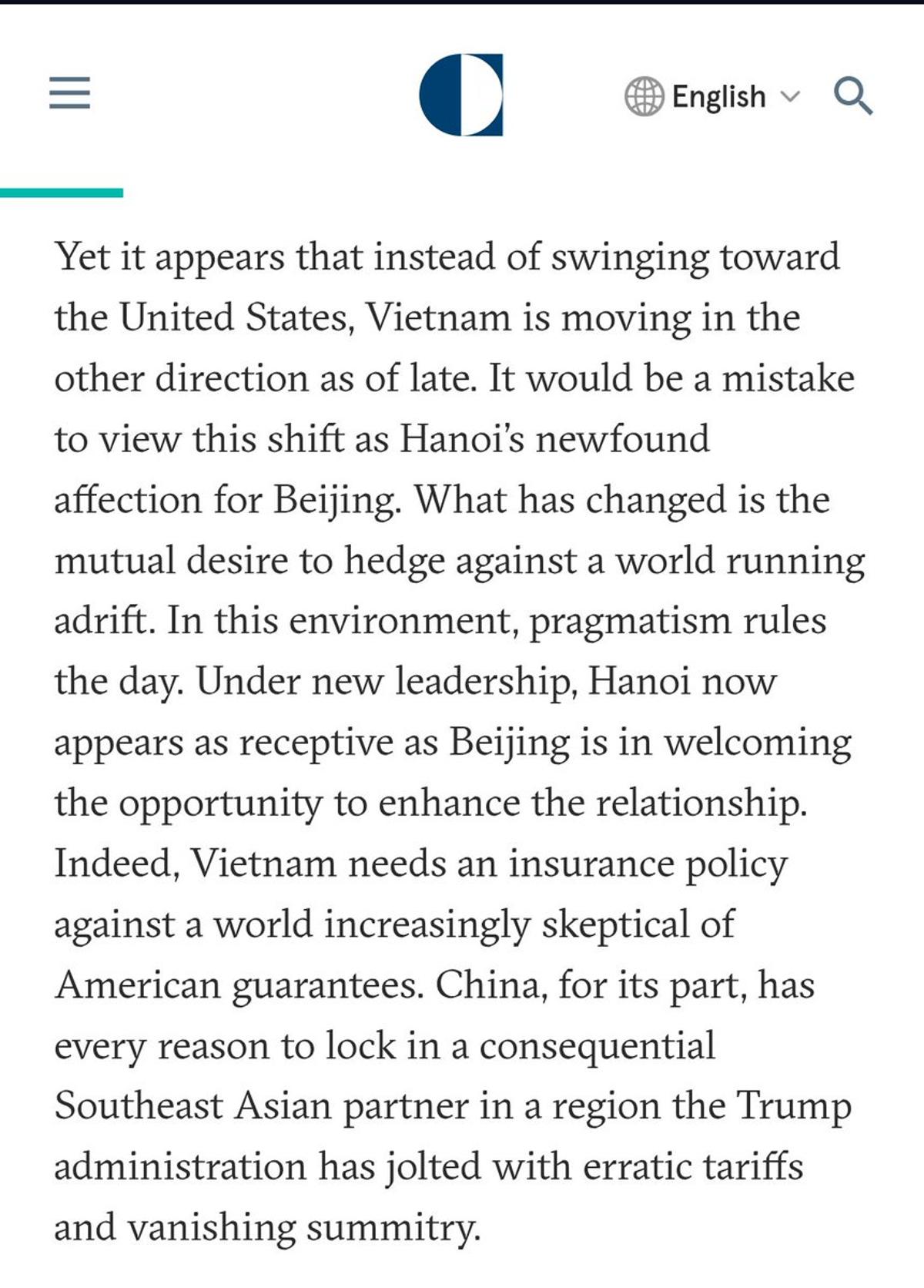 Vietnam Pivots Toward China, Abandoning US Swing-State Role