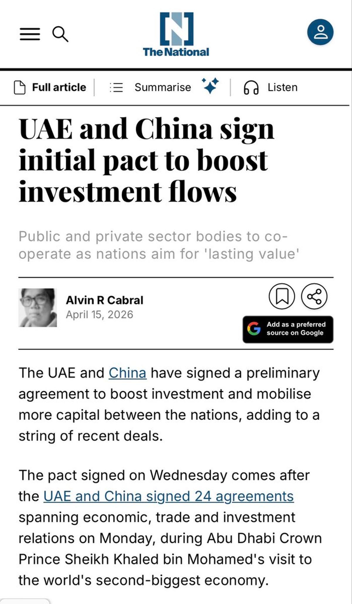 UAE USD Swap Lines May Fund China Investments