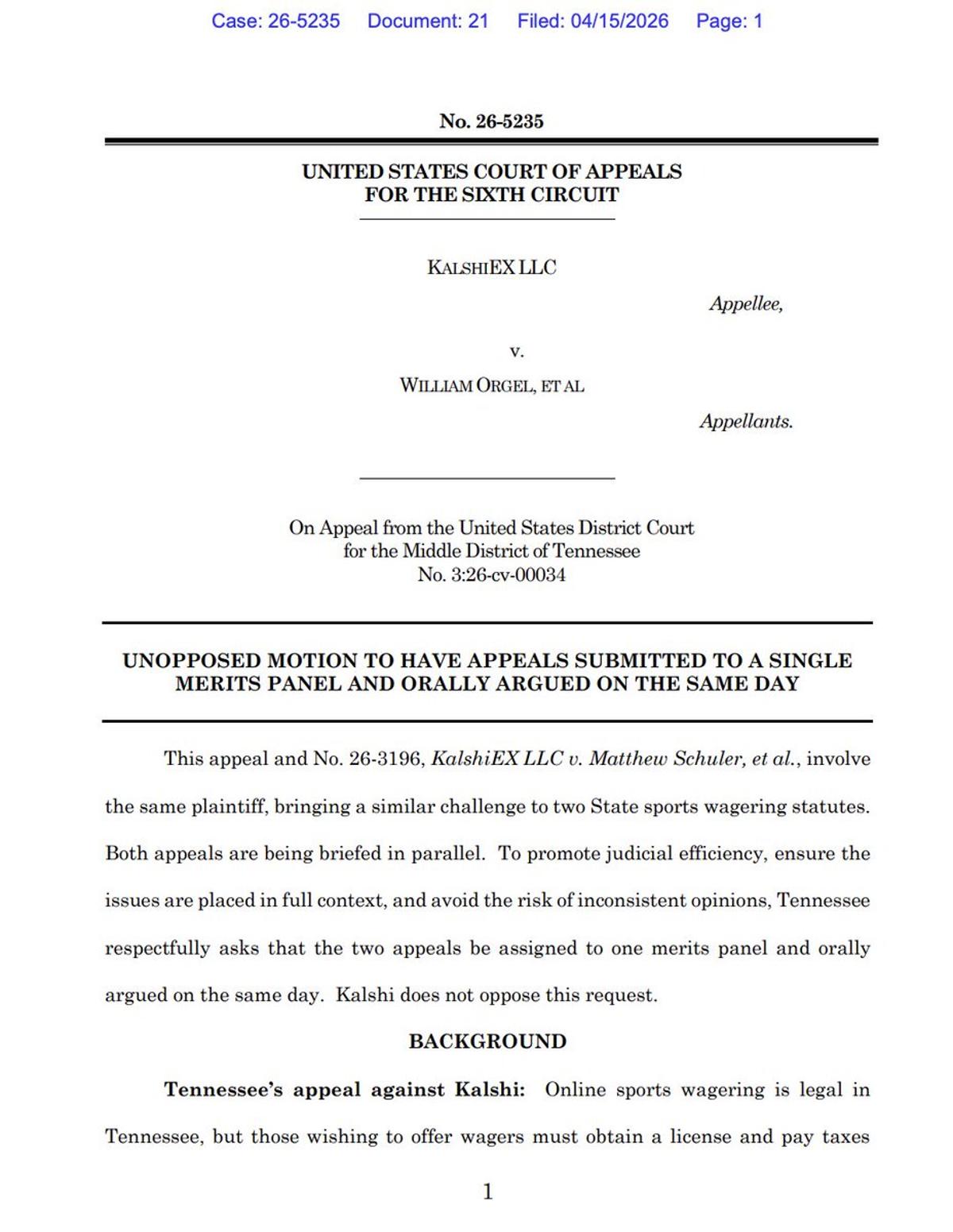 Tennessee Seeks Joint Hearing to Prevent Inconsistent Preemption Rulings