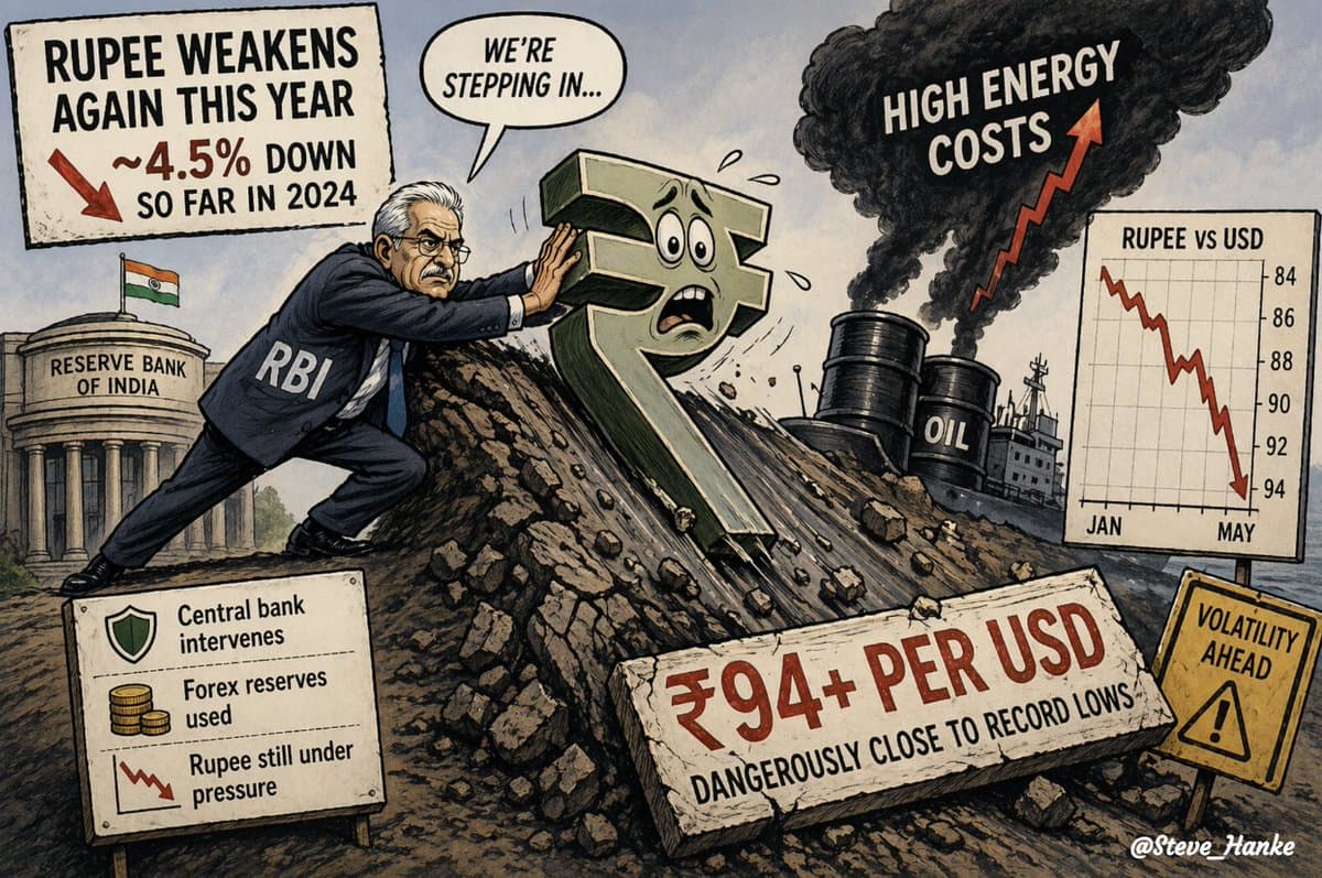 Rupee Slides 4.5% YTD, Hits All‑Time Lows