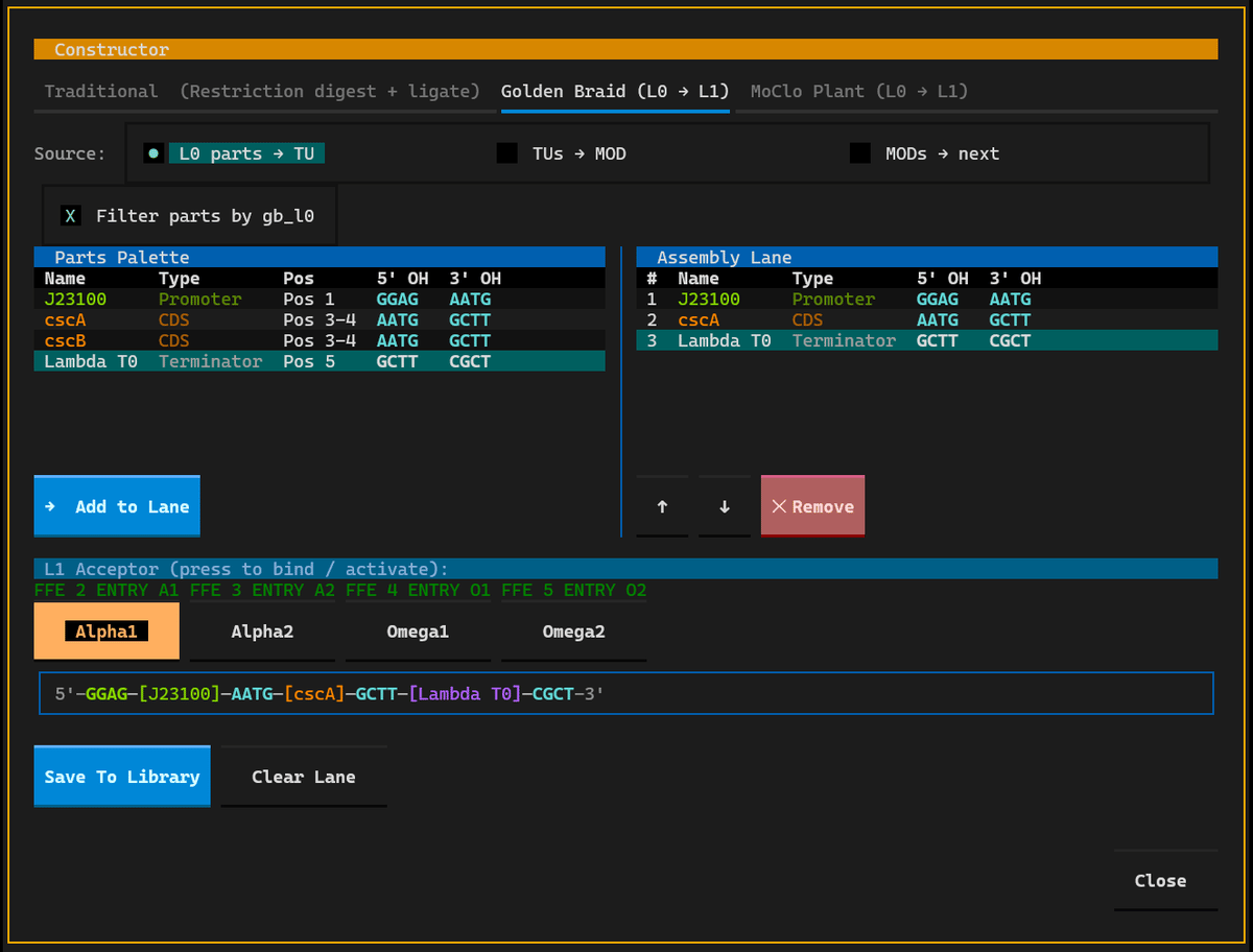 Finally, a Seamless Golden Braid Plasmid Editor