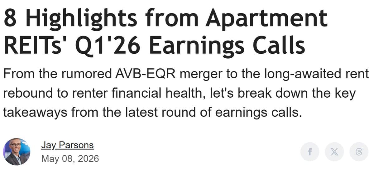 Apartment REITs Reveal Merger Rumors and Rent Rebound