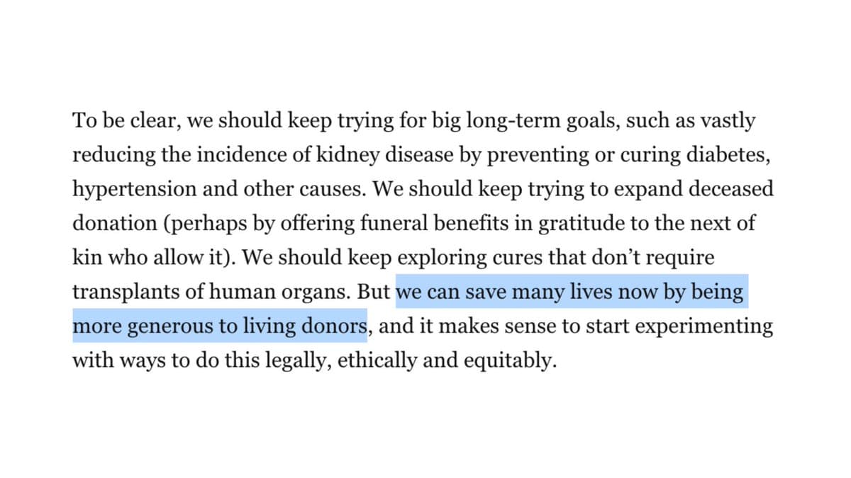 Paying Kidney Donors Could Save Lives and Cut Costs
