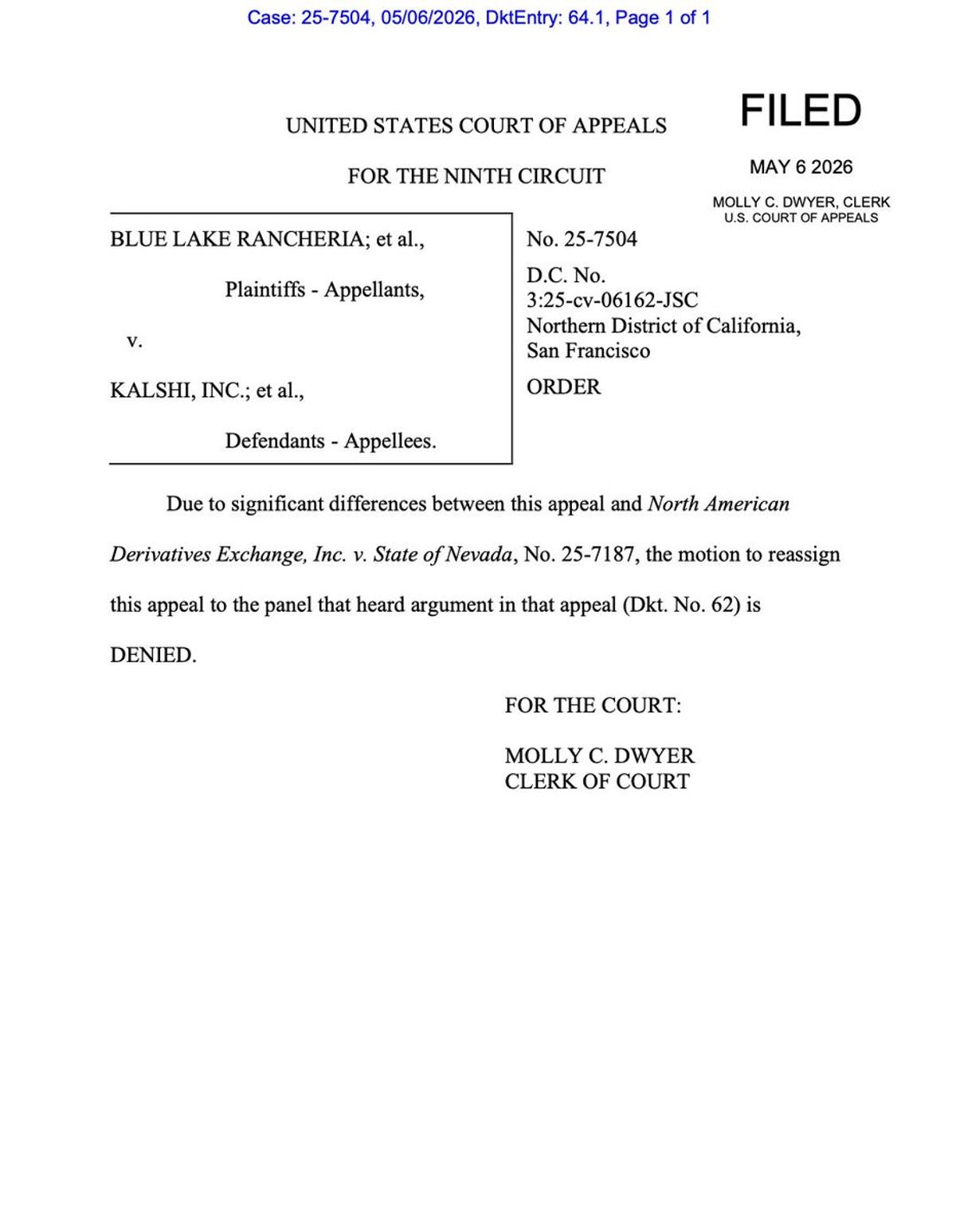 Ninth Circuit Rejects Tribes' Request for Same Panel
