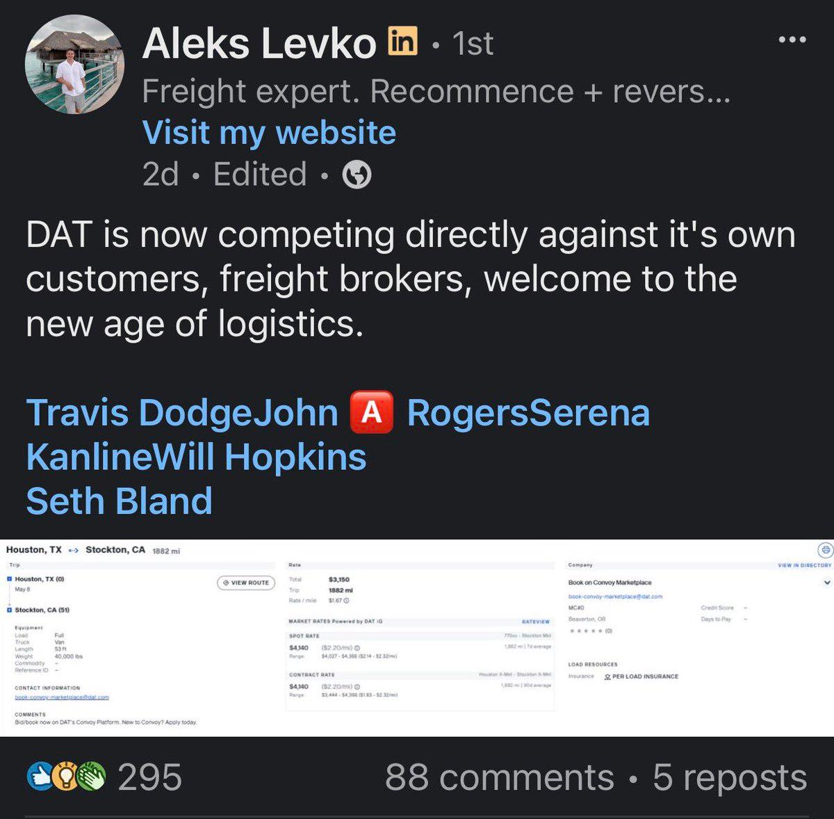 Freight X Debates Parking; LinkedIn Fears DAT Competition