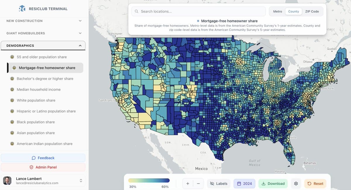 Over 40% of U.S. Homes Mortgage‑free, Rural Areas Top 60%