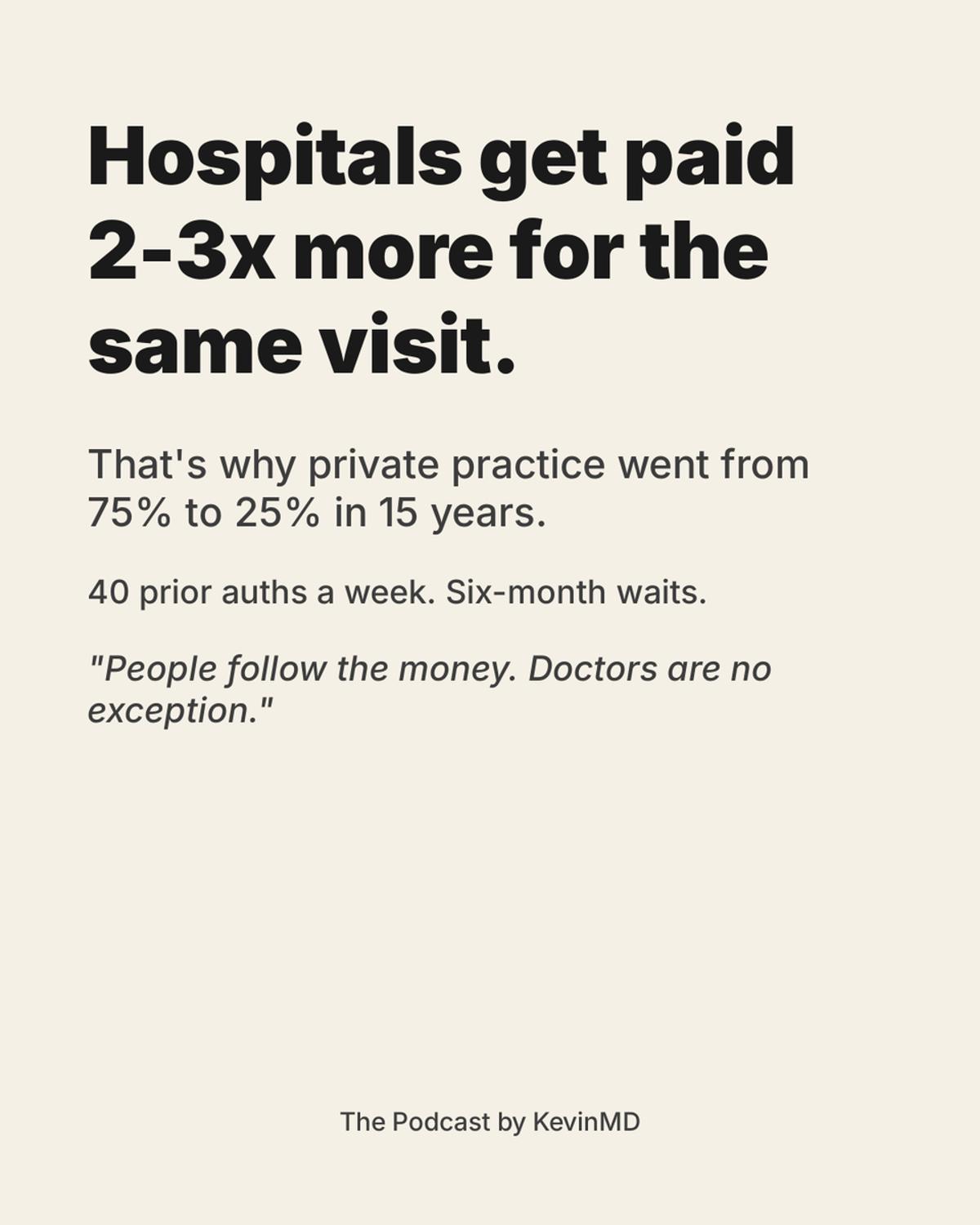 Policy-Driven Pay Gaps Push Doctors Into Hospitals, Lengthening Wait Times