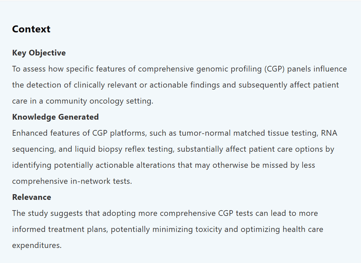 Comprehensive Genomic Panel Broadens Community Oncology Treatment Options