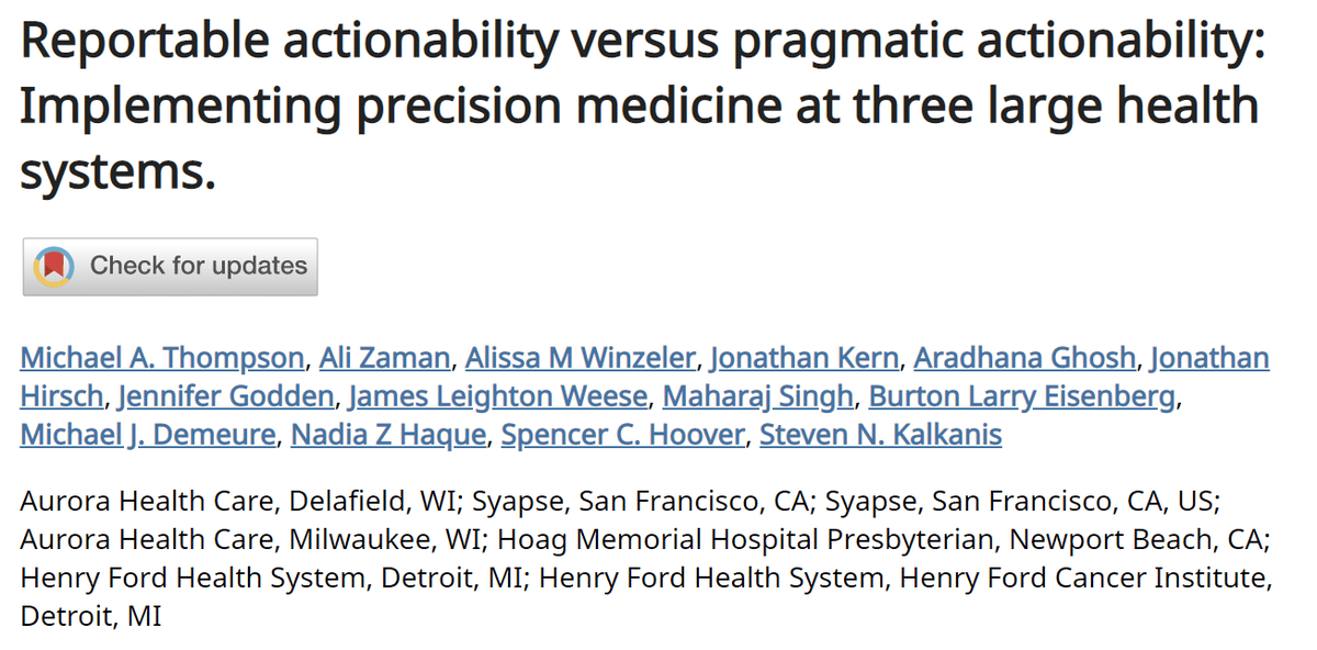 Distinguishing Reportable vs Pragmatic Actionability in Precision Medicine