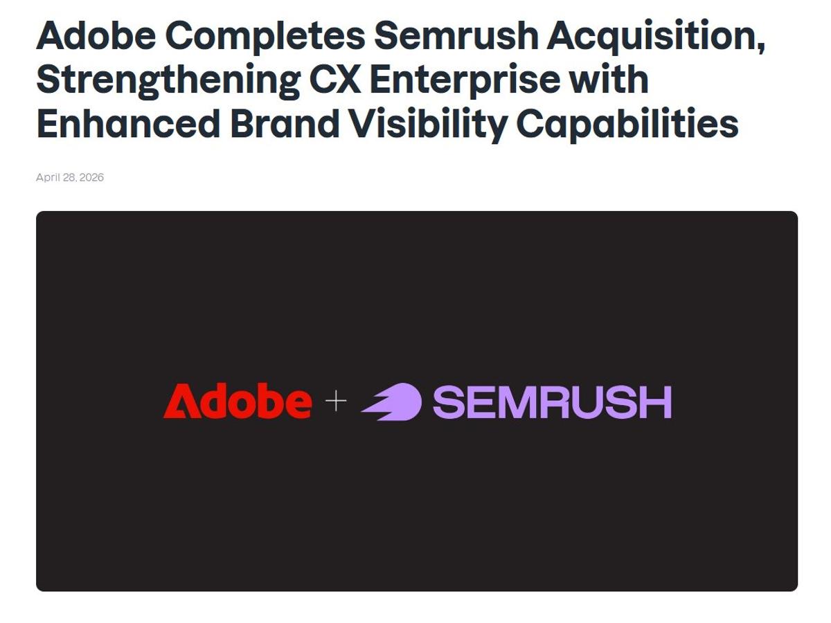 Adobe Acquires Semrush to Boost AI-Driven Brand Visibility