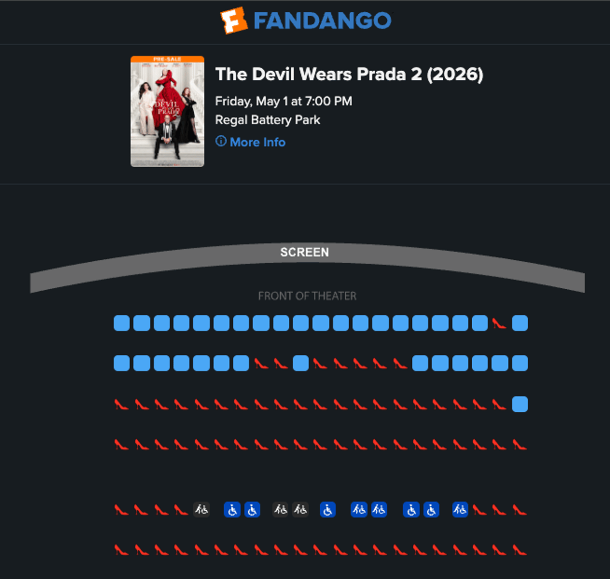 Fandango Adds Shoe Emoji for Prada 2 Seats