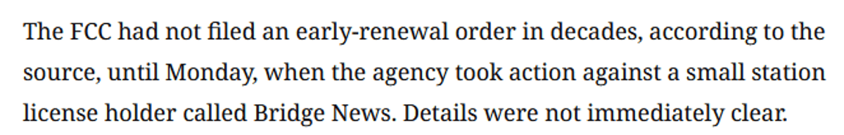 FCC Probes Bridge News for Unauthorized License Control Transfer