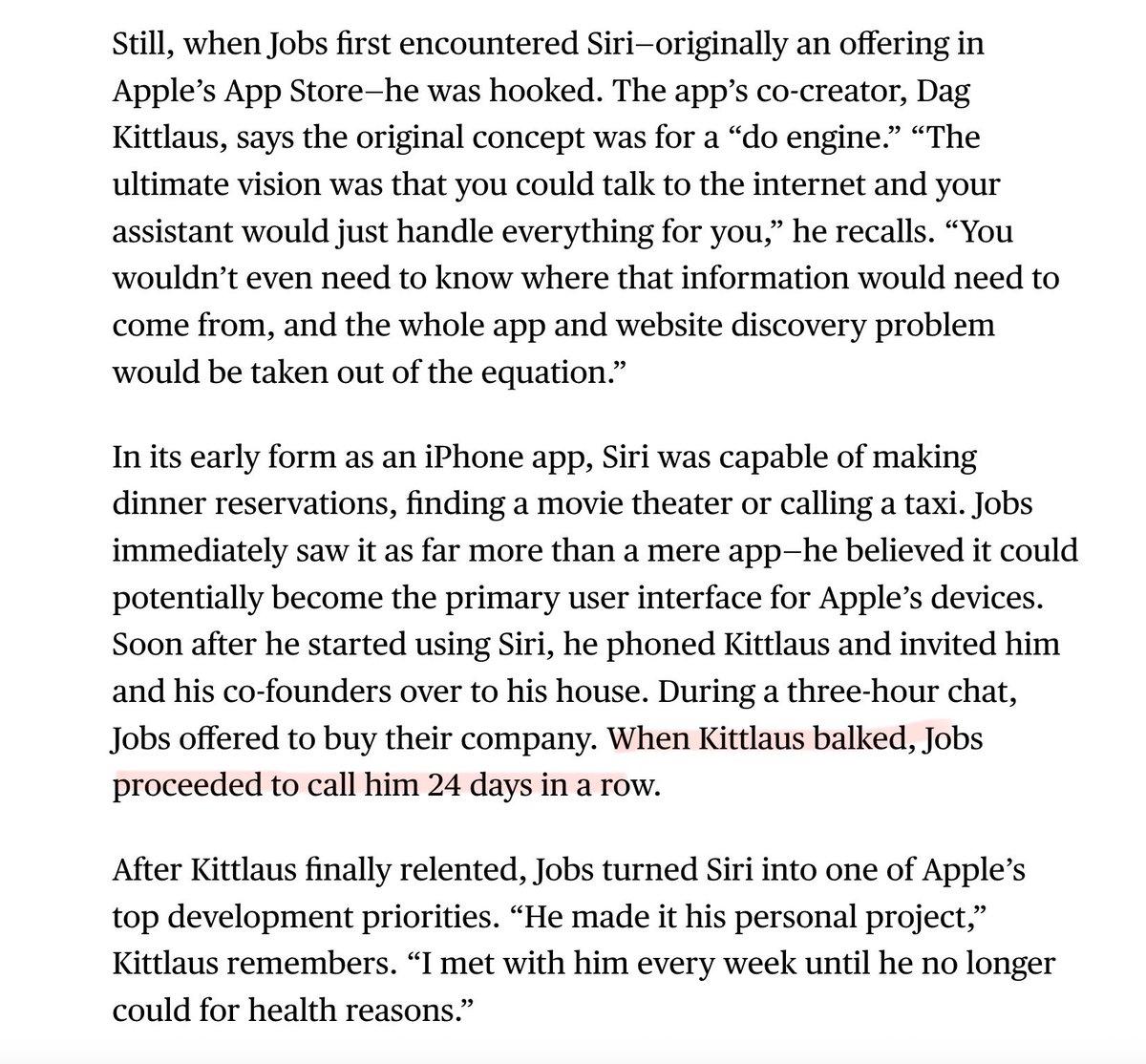 Jobs' Relentless Calls Secured Siri for Apple