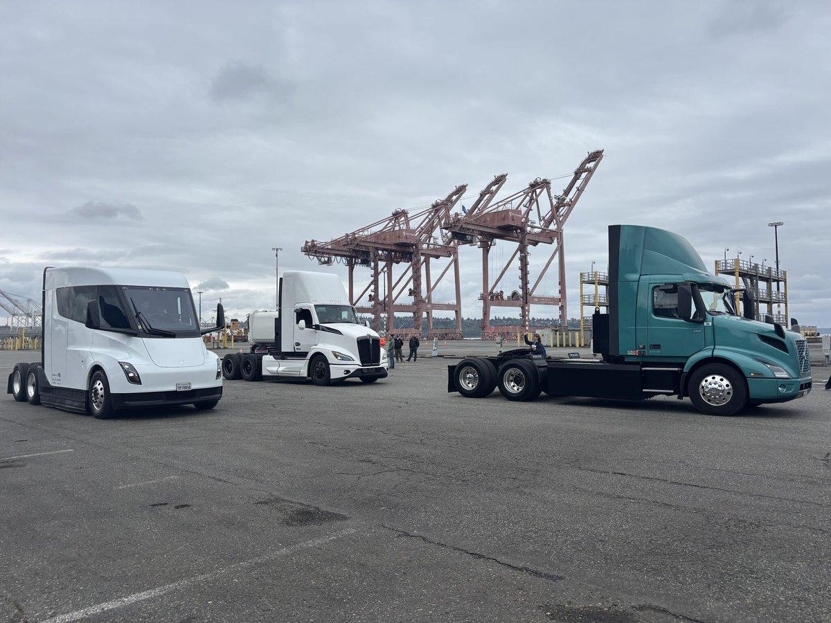 Electric Semi Trucks Debut at Seattle Port Event
