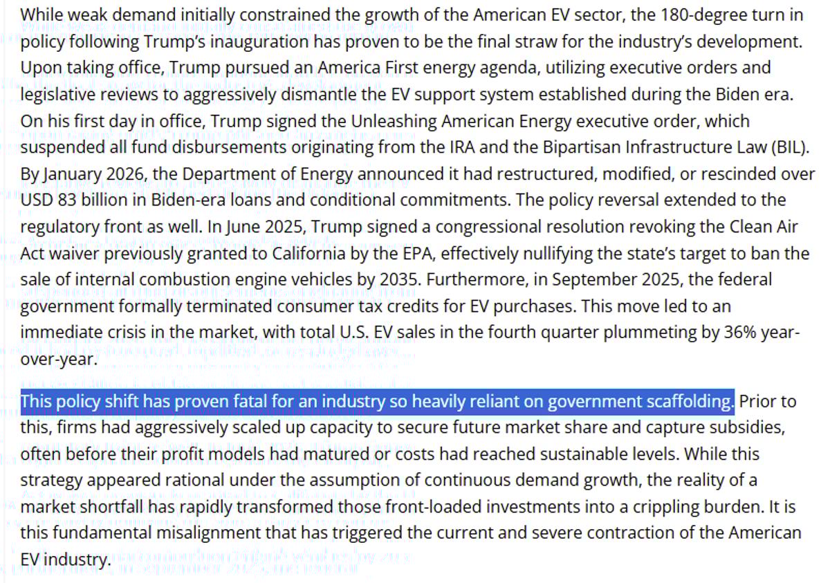 U.S. EV Policy Sparks New Rust Belt, Exposing Limits