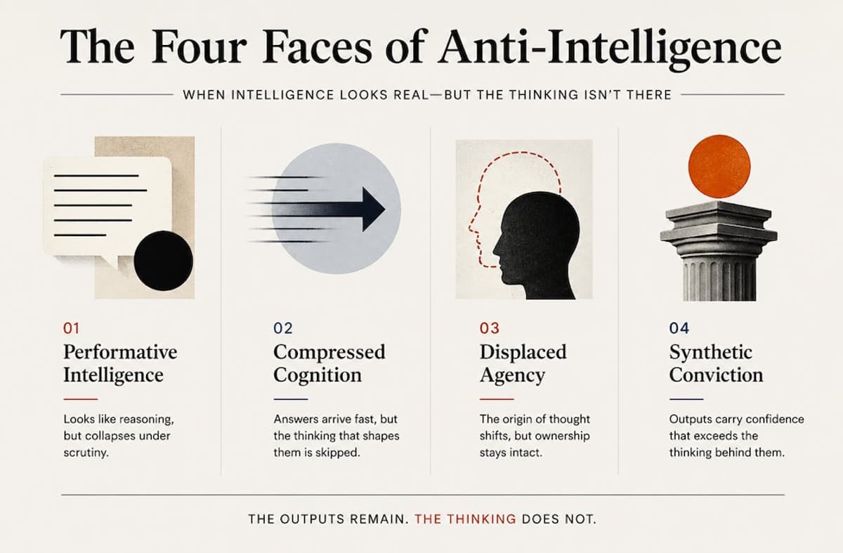 Four Ways Anti‑intelligence Masks Real Cognition