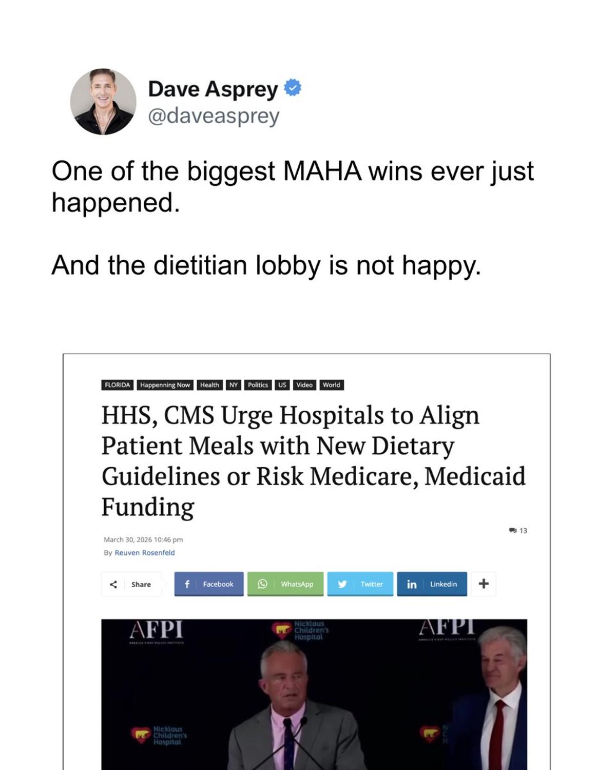 Hospitals Must Serve Real Food or Lose Funding